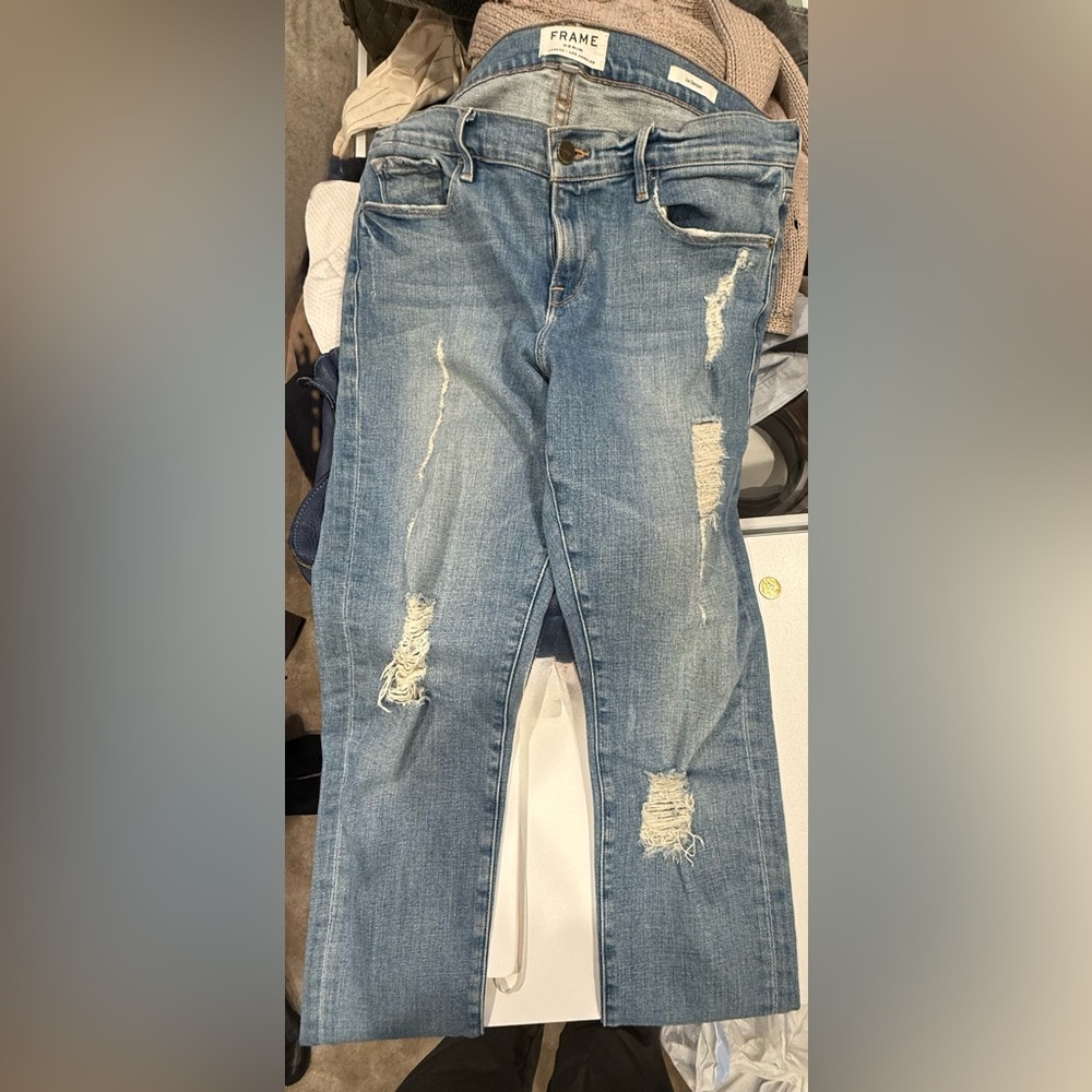 FRAME Le Garçon Distressed Boyfriend Jeans